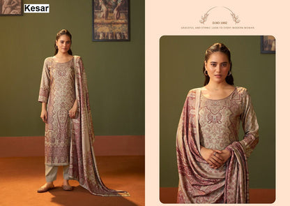 Falak 1001 Kesar Pure Viscose Pashmina Suits Supplier Ahmedabad