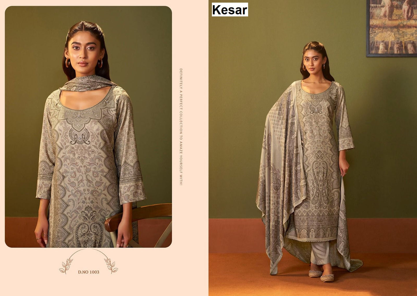 Falak 1001 Kesar Pure Viscose Pashmina Suits Supplier Ahmedabad