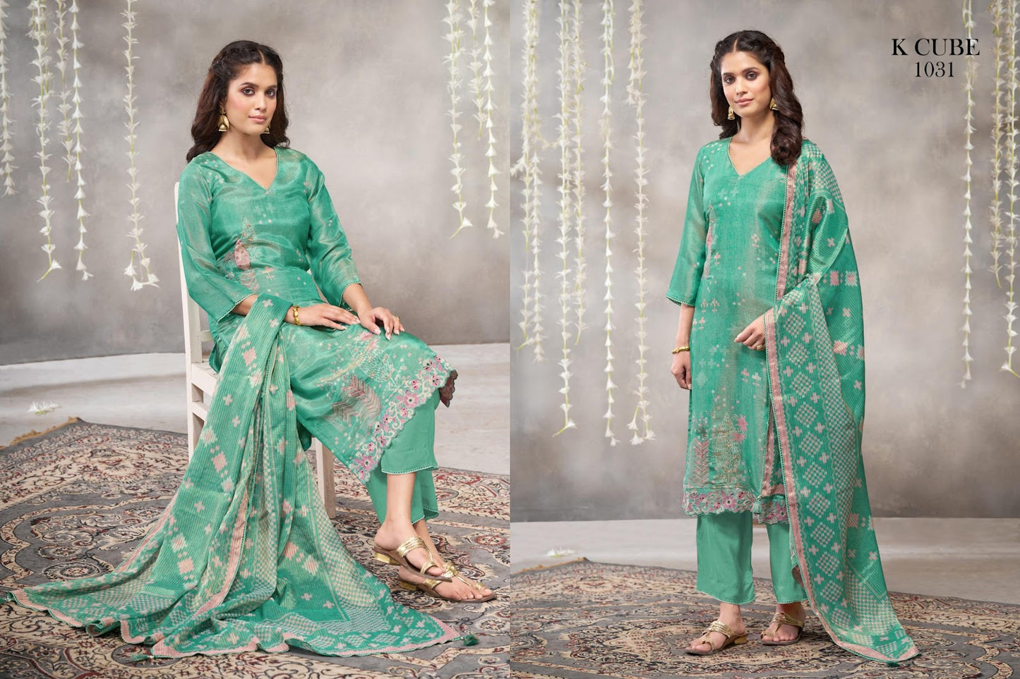 Falak 1031 K Cube Organza Pant Style Suits Manufacturer Ahmedabad