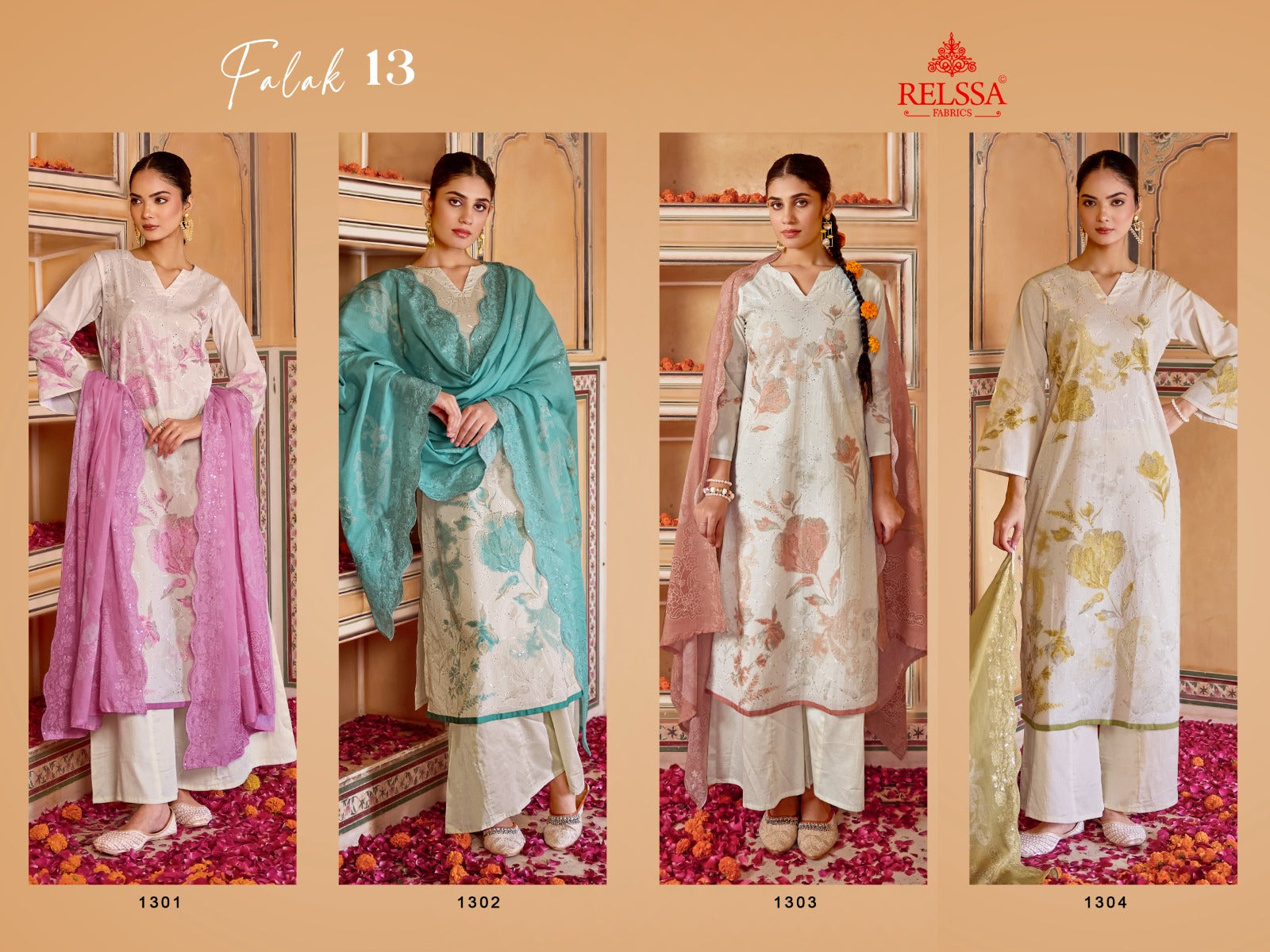 Falak 13 Relssa Fabrics Cotton Plazzo Style Suits Wholesale Price