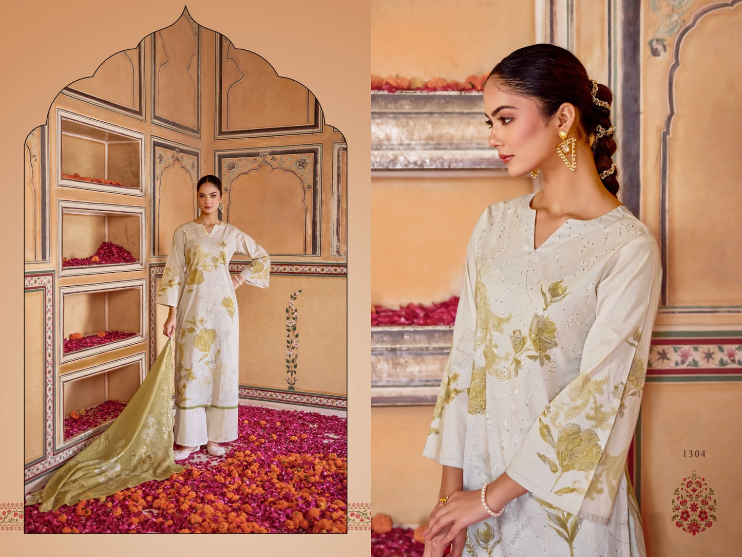 Falak 13 Relssa Fabrics Cotton Plazzo Style Suits Wholesale Price