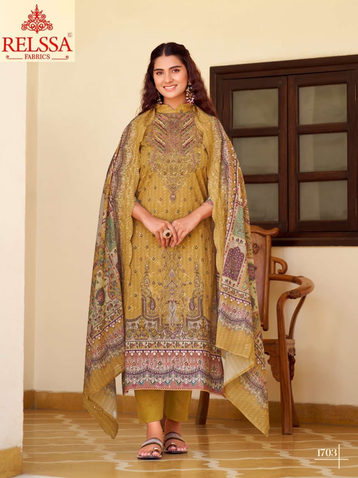 Falak 17 Relssa Fabrics Cotton Pant Style Suits Wholesaler Ahmedabad