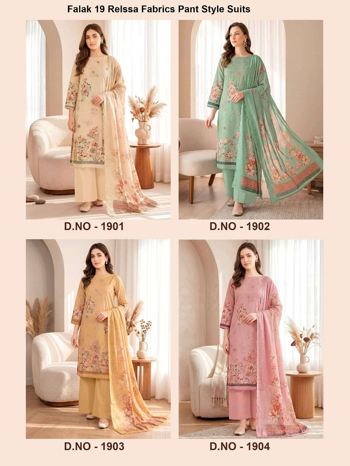 Falak 19 Relssa Fabrics Cotton Pant Style Suits Wholesale Price