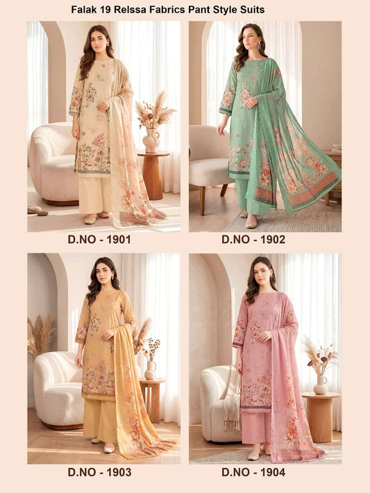 Falak 19 Relssa Fabrics Cotton Pant Style Suits Wholesale Price