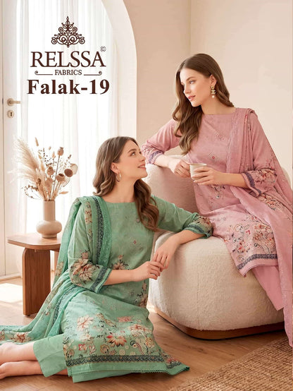 Falak 19 Relssa Fabrics Cotton Pant Style Suits Wholesale Price