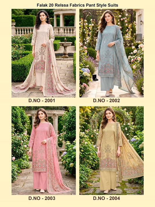 Falak 20 Relssa Fabrics Cotton Pant Style Suits Manufacturer India