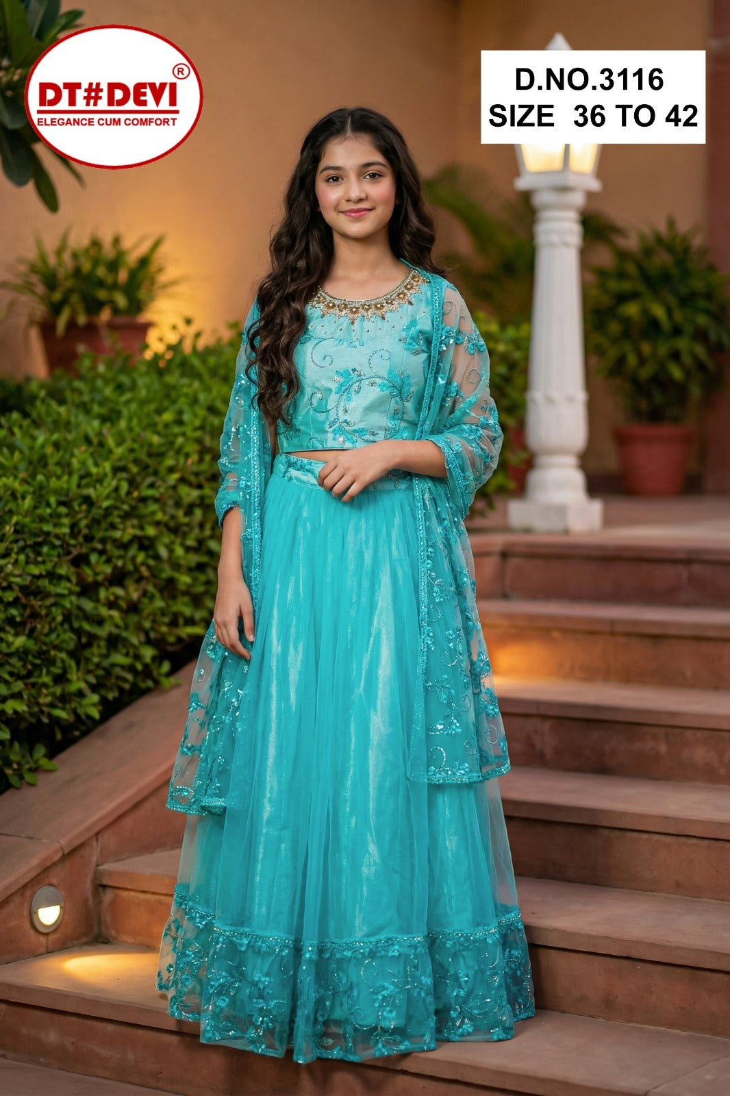 Falak 2 Dn 3116 Dt Devi Net Readymade Girls Lehenga Choli Manufacturer