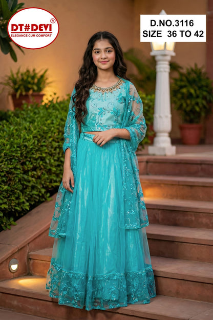 Falak 2 Dn 3116 Dt Devi Net Readymade Girls Lehenga Choli Manufacturer