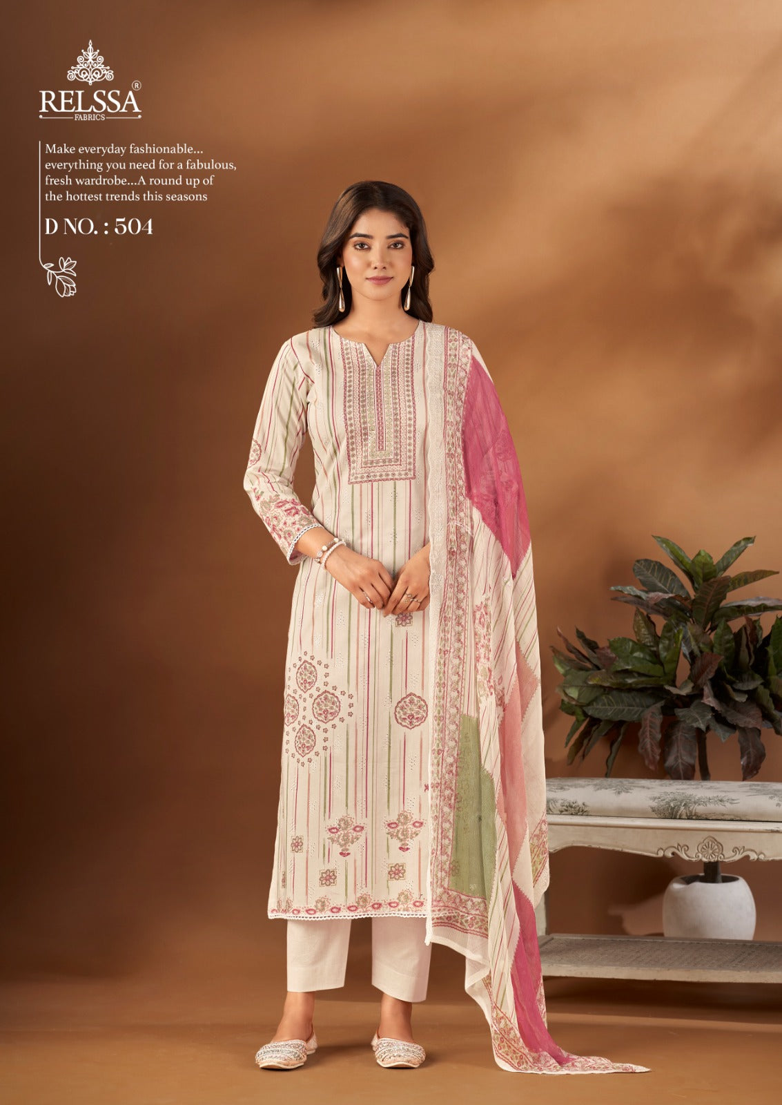 Falak 5 Relssa Fabrics Premium Cotton Pant Style Suits Wholesaler Ahmedabad