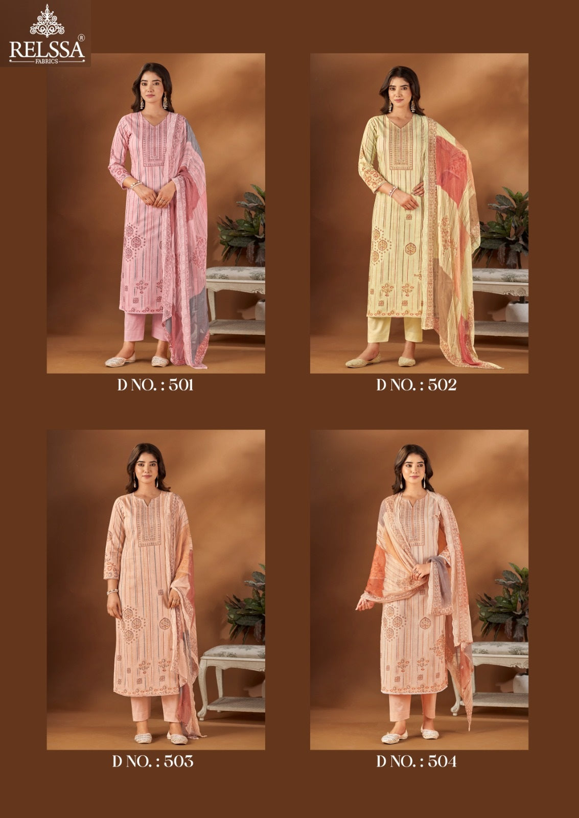 Falak 5 Relssa Fabrics Premium Cotton Pant Style Suits Wholesaler Ahmedabad