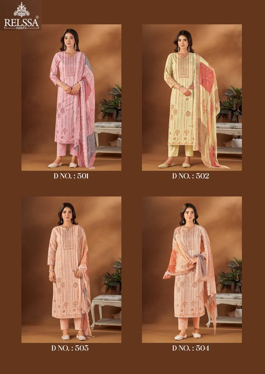 Falak 5 Relssa Fabrics Premium Cotton Pant Style Suits Wholesaler Ahmedabad