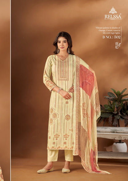 Falak 5 Relssa Fabrics Premium Cotton Pant Style Suits Wholesaler Ahmedabad