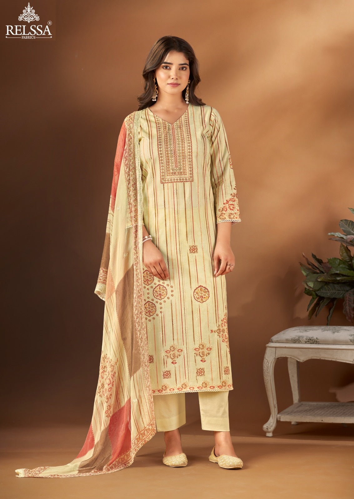 Falak 5 Relssa Fabrics Premium Cotton Pant Style Suits Wholesaler Ahmedabad