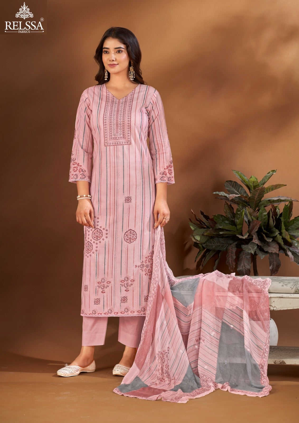 Falak 5 Relssa Fabrics Premium Cotton Pant Style Suits Wholesaler Ahmedabad