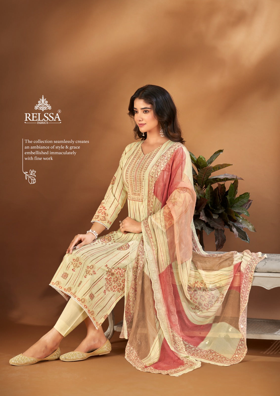 Falak 5 Relssa Fabrics Premium Cotton Pant Style Suits Wholesaler Ahmedabad