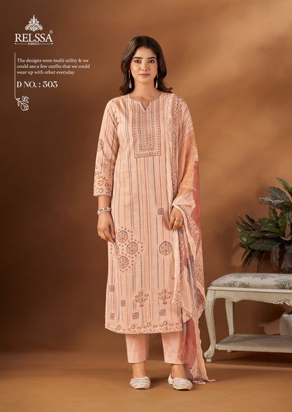Falak 5 Relssa Fabrics Premium Cotton Pant Style Suits Wholesaler Ahmedabad
