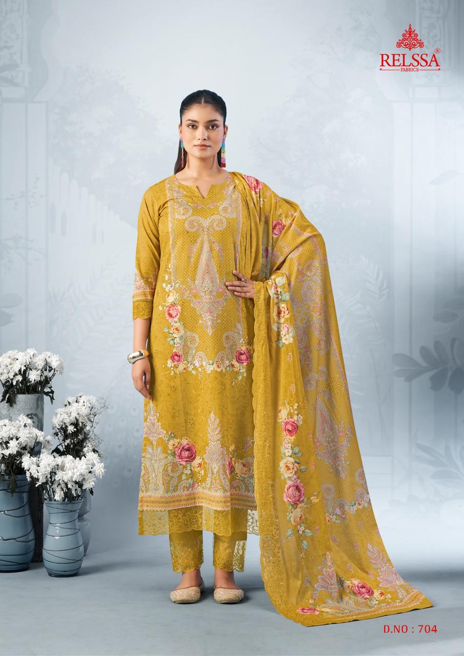 Falak 7 Relssa Fabrics Premium Cotton Pant Style Suits Exporter