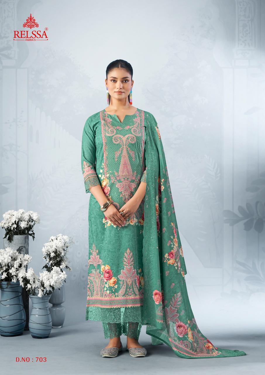 Falak 7 Relssa Fabrics Premium Cotton Pant Style Suits Exporter
