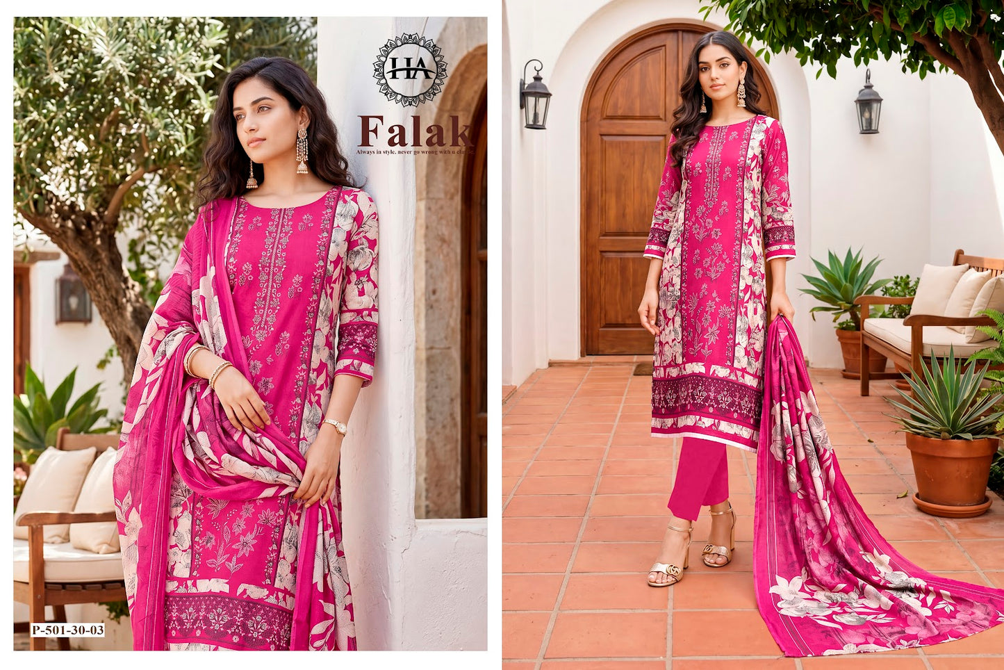 Falak Harshit Fashion Viscose Reyon Karachi Salwar Suits Manufacturer Gujarat