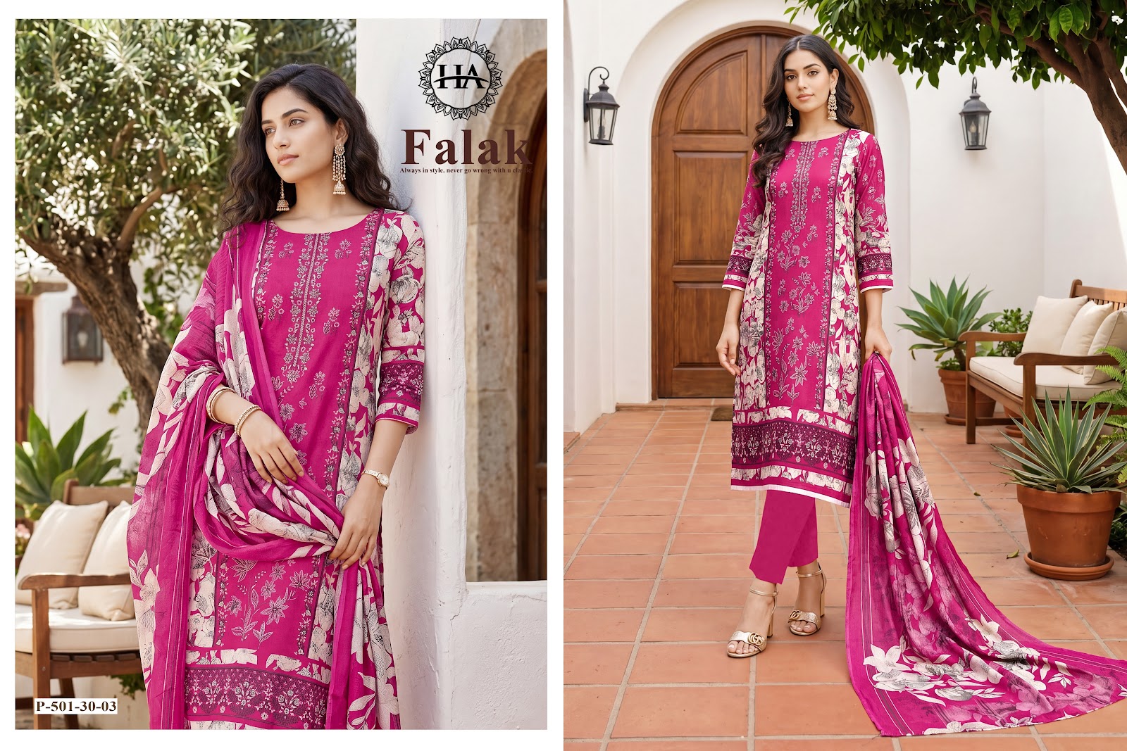 Falak Harshit Fashion Viscose Reyon Karachi Salwar Suits Manufacturer Gujarat