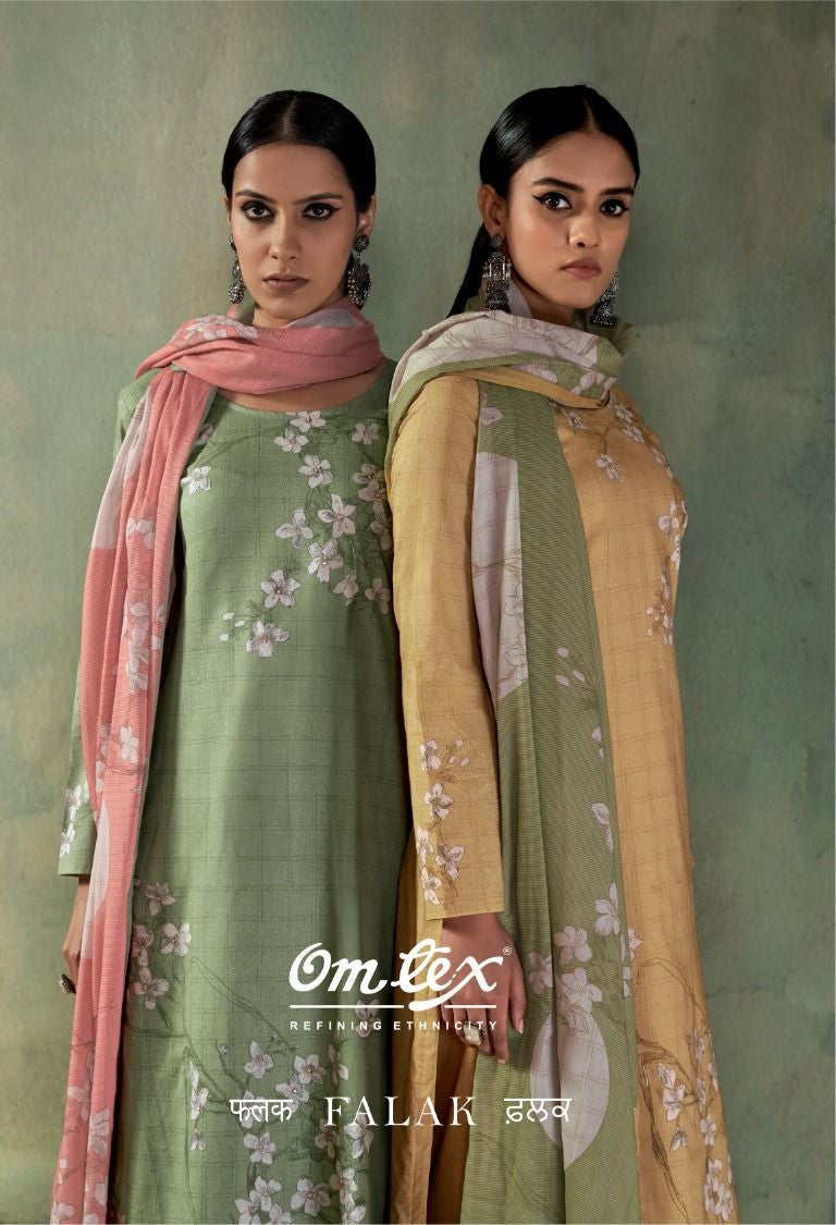 Falak Omtex Lawn Cotton Pant Style Suits Supplier