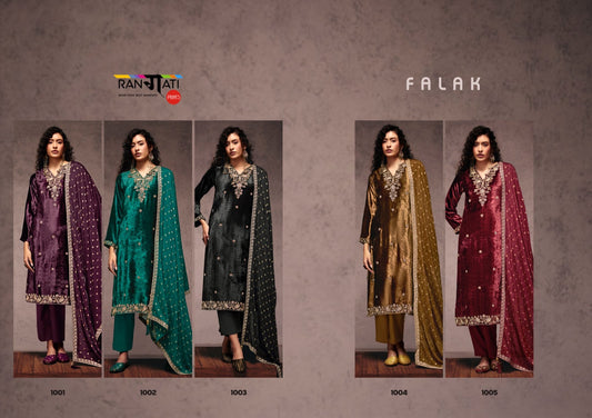 Falak Rangati Prints Plush Velvet Suits Supplier Gujarat