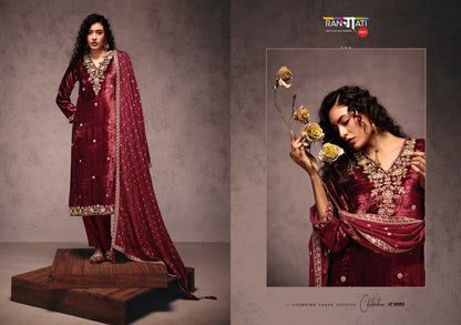 Falak Rangati Prints Plush Velvet Suits Supplier Gujarat
