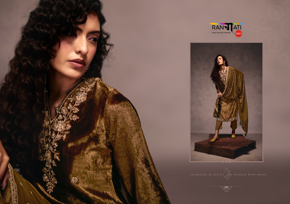 Falak Rangati Prints Plush Velvet Suits Supplier Gujarat