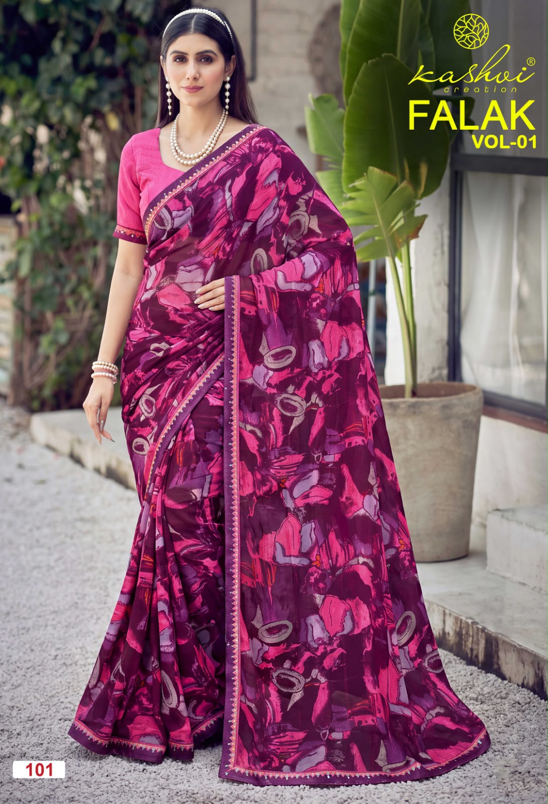 Falak Vol 1 Kashvi Creation Georgette Sarees Manufacturer Gujarat