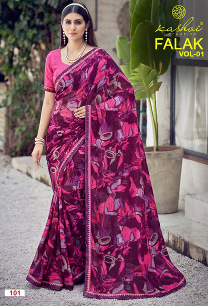 Falak Vol 1 Kashvi Creation Georgette Sarees Manufacturer Gujarat