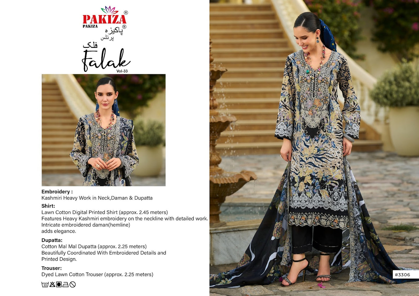Falak Vol 33 Pakiza Prints Lawn Cotton Karachi Salwar Suits Supplier Ahmedabad