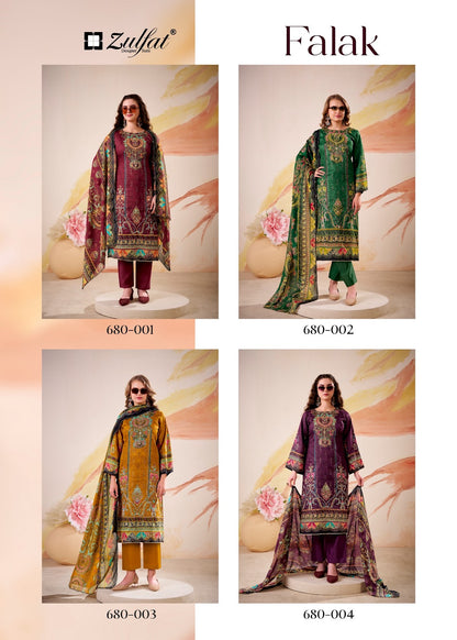 Falak Zulfat Designer Jam Cotton Karachi Salwar Suits Exporter