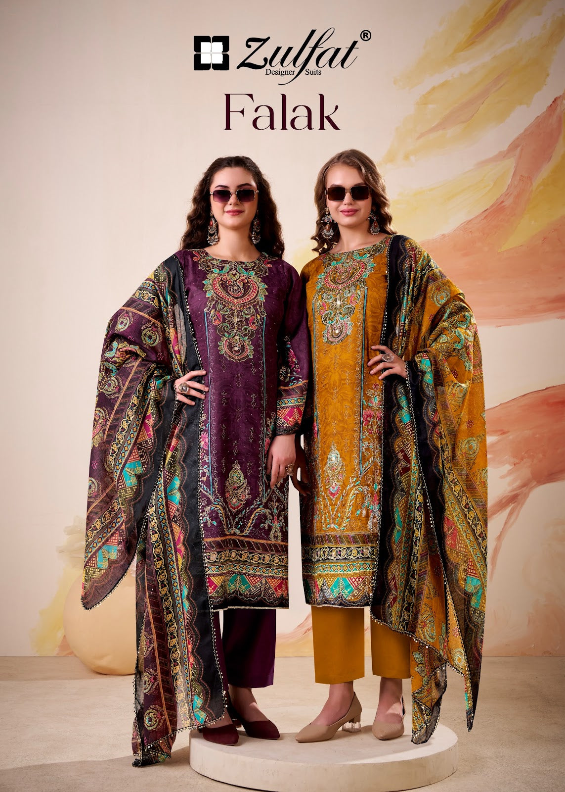 Falak Zulfat Designer Jam Cotton Karachi Salwar Suits Exporter