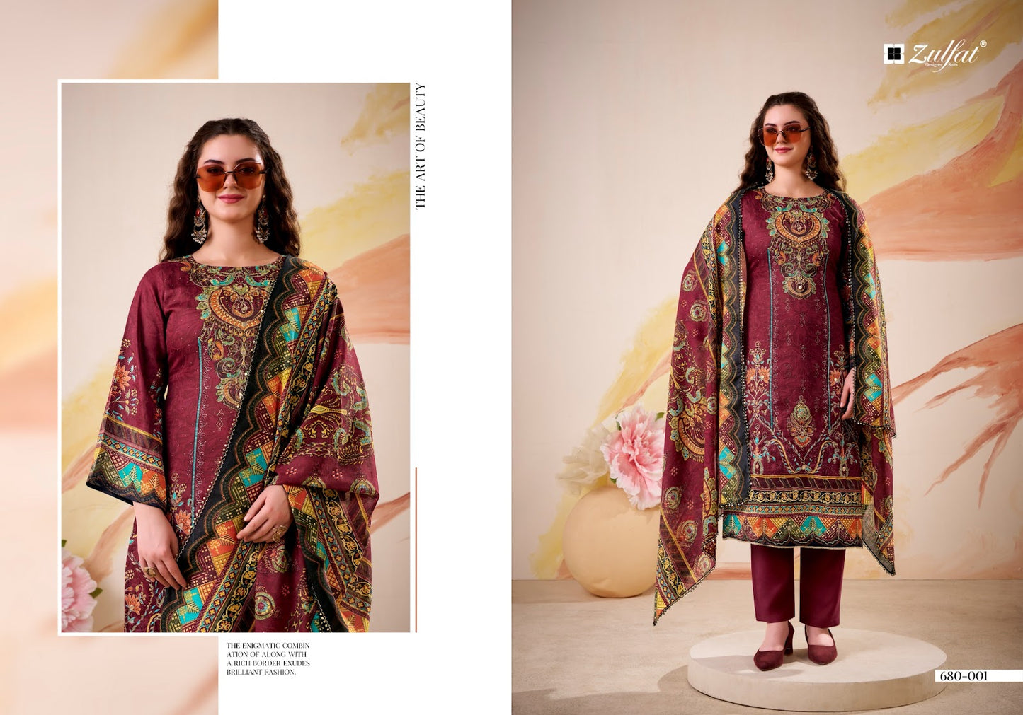 Falak Zulfat Designer Jam Cotton Karachi Salwar Suits Exporter