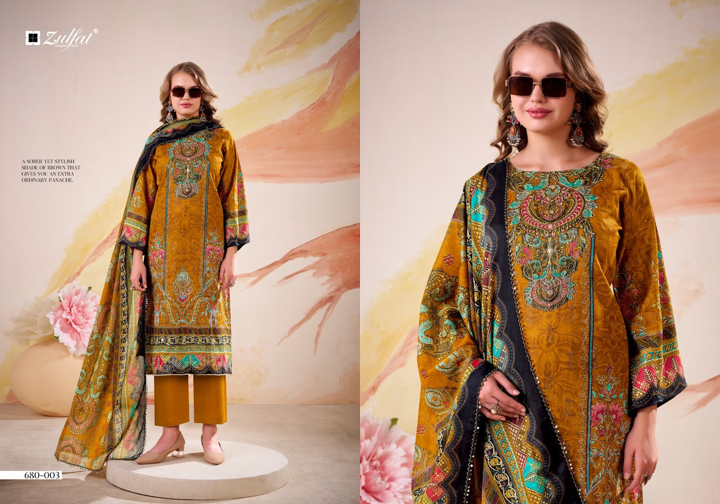 Falak Zulfat Designer Jam Cotton Karachi Salwar Suits Exporter