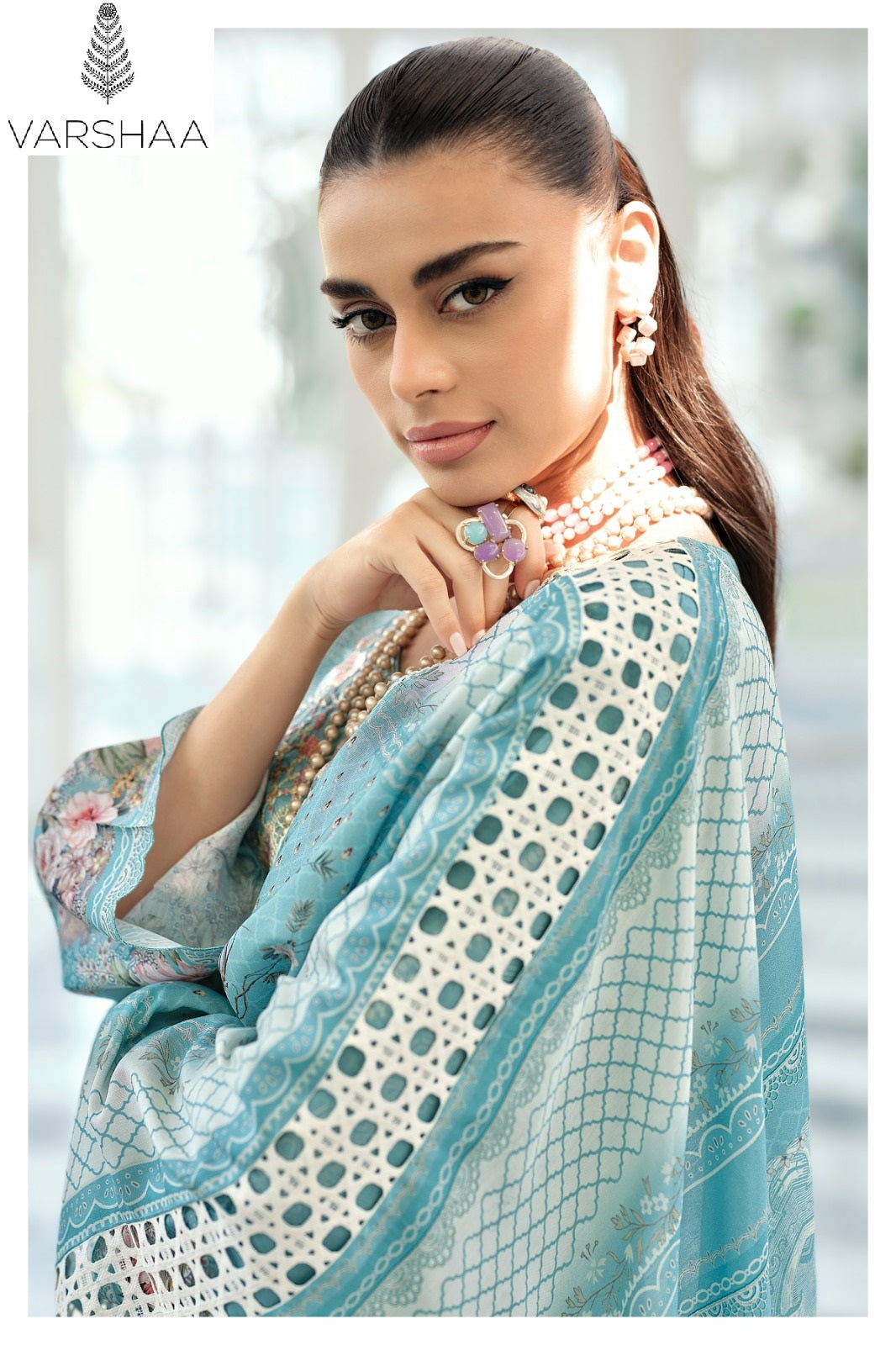 Falaknuma Varshaa Viscose Muslin Pakistani Patch Work Suits Manufacturer Gujarat