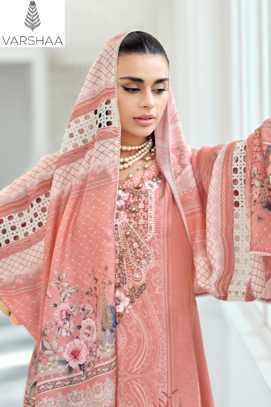 Falaknuma Varshaa Viscose Muslin Pakistani Patch Work Suits Manufacturer Gujarat