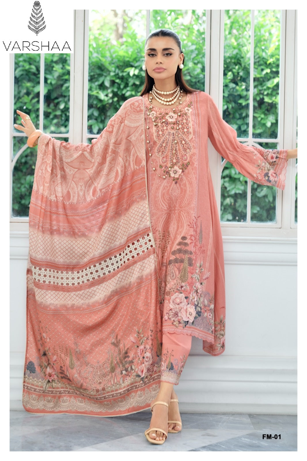Falaknuma Varshaa Viscose Muslin Pakistani Patch Work Suits Manufacturer Gujarat