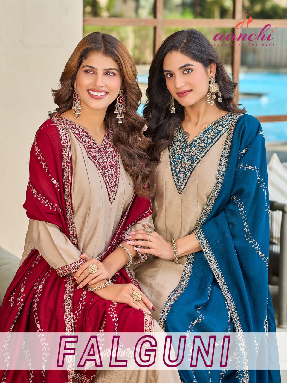 Falguni Aanchi Vichitra Silk Readymade Anarkali Suits Manufacturer India