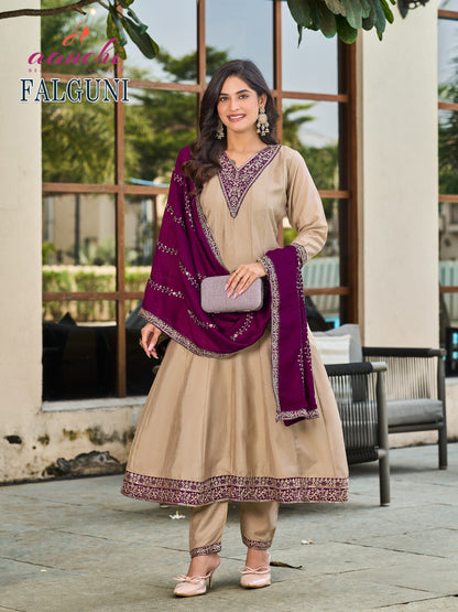 Falguni Aanchi Vichitra Silk Readymade Anarkali Suits Manufacturer India