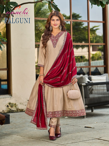 Falguni Aanchi Vichitra Silk Readymade Anarkali Suits Manufacturer India