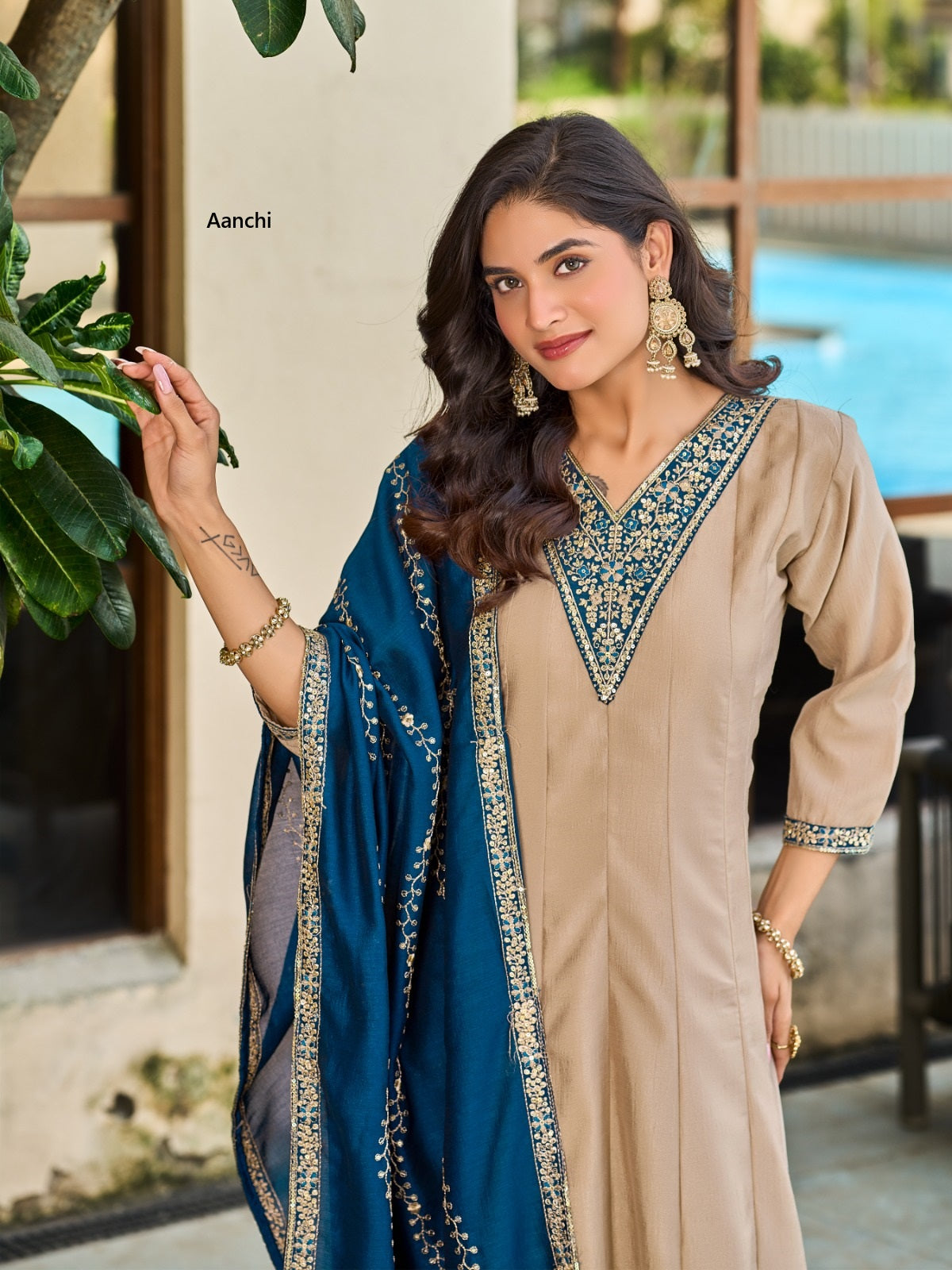 Falguni Aanchi Vichitra Silk Readymade Anarkali Suits Manufacturer India