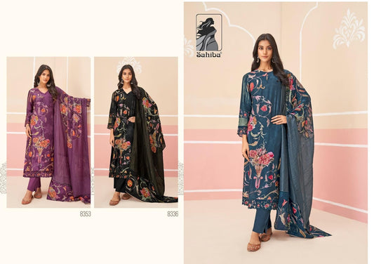 Falguni Sahiba Muslin Silk Pant Style Suits Manufacturer