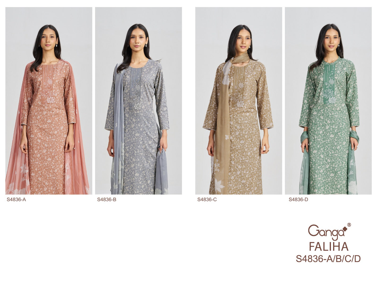 Faliha S4836 Ganga Cotton Pant Style Suits Supplier Ahmedabad