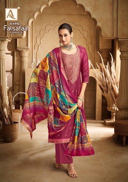 Falsafaa Edition 16 Alok Dola Jacquard Karachi Salwar Suits Wholesale Price