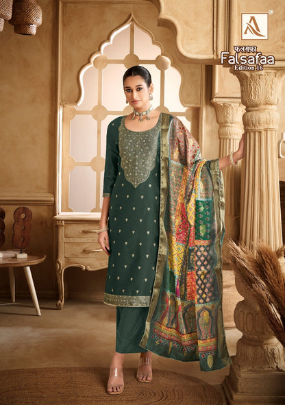 Falsafaa Edition 16 Alok Dola Jacquard Karachi Salwar Suits Wholesale Price