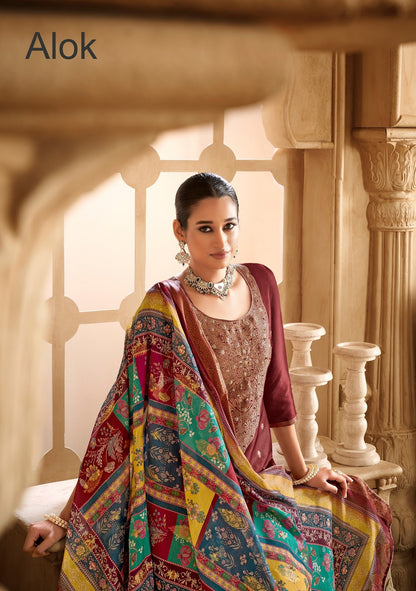 Falsafaa Edition 16 Alok Dola Jacquard Karachi Salwar Suits Wholesale Price