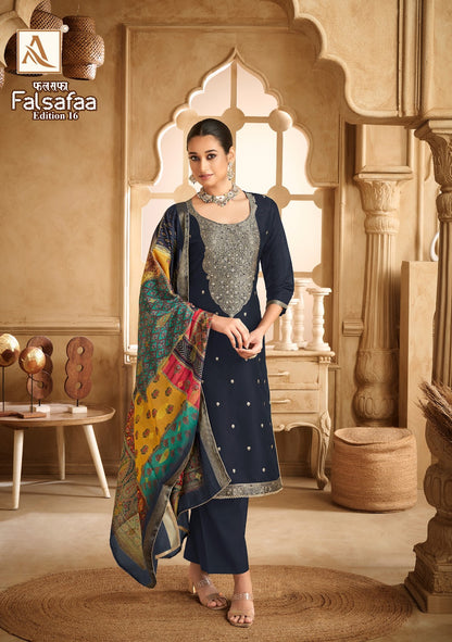 Falsafaa Edition 16 Alok Dola Jacquard Karachi Salwar Suits Wholesale Price