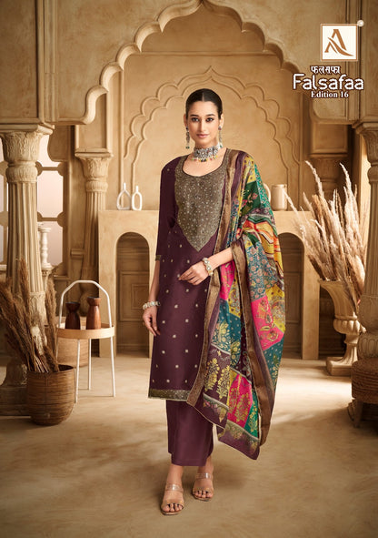 Falsafaa Edition 16 Alok Dola Jacquard Karachi Salwar Suits Wholesale Price