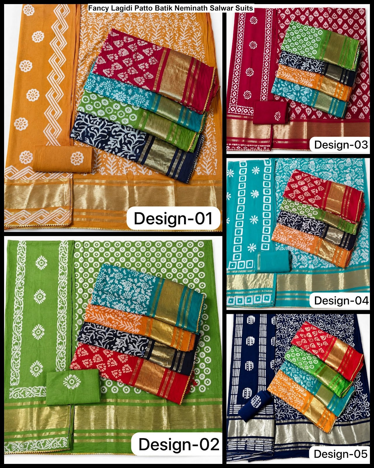 Fancy Lagidi Patto Batik Neminath Viscose Salwar Suits Wholesaler